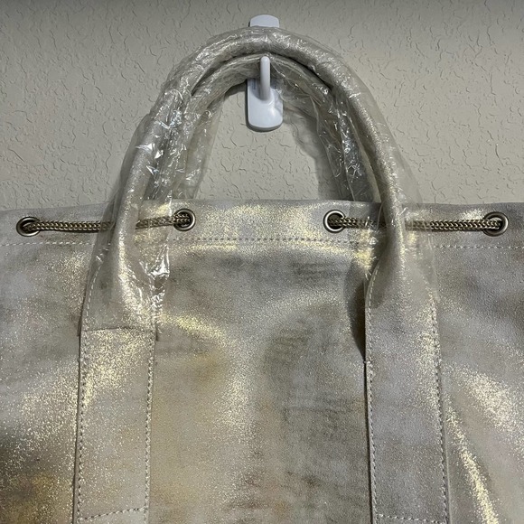 NWT ATM Anthony Thomas Melillo Women's Metallic Nubuck Oversized Leather Tote - Picture 3 of 10